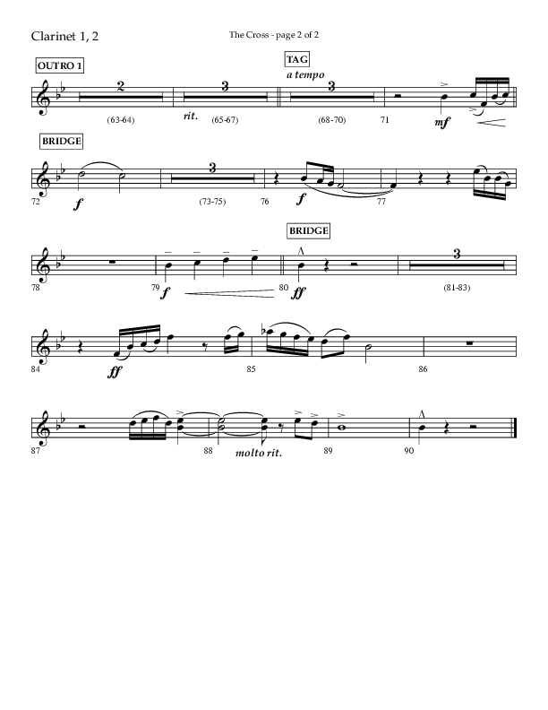 The Cross (Choral Anthem SATB) Clarinet 1/2 (Lifeway Choral / Arr. Cliff Duren)