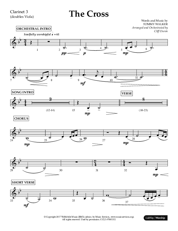 The Cross (Choral Anthem SATB) Clarinet 3 (Lifeway Choral / Arr. Cliff Duren)