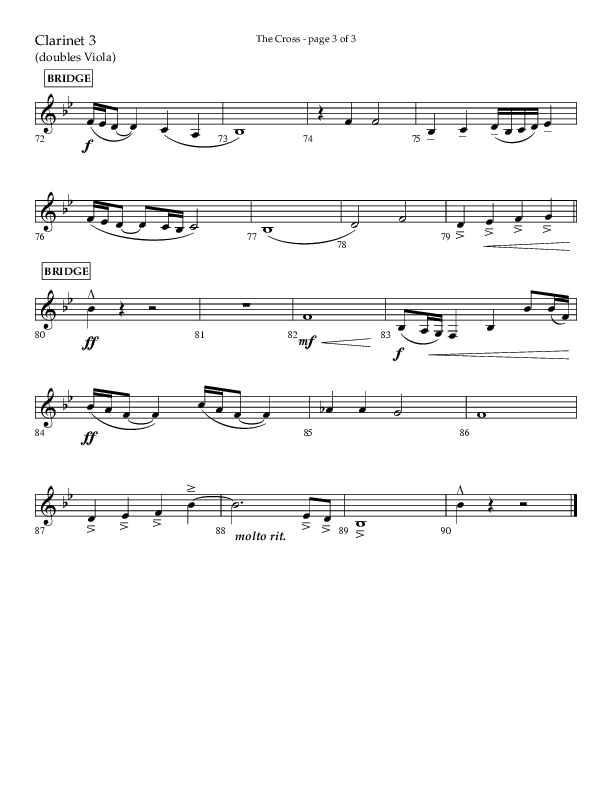 The Cross (Choral Anthem SATB) Clarinet 3 (Lifeway Choral / Arr. Cliff Duren)