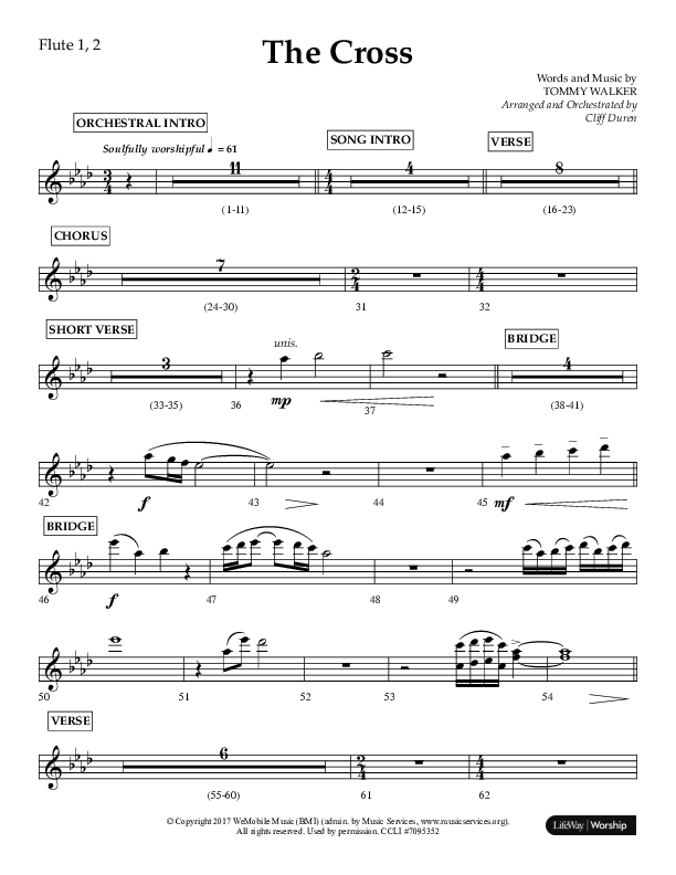 The Cross (Choral Anthem SATB) Flute 1/2 (Lifeway Choral / Arr. Cliff Duren)