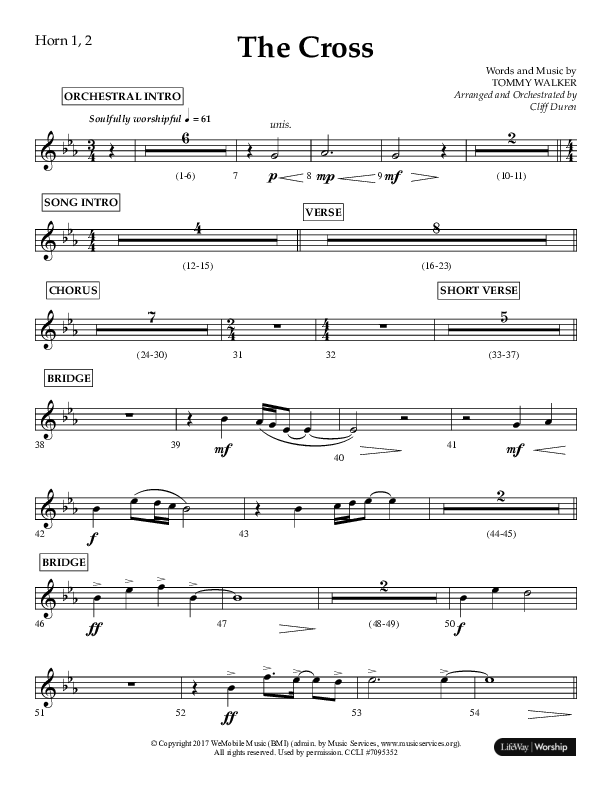 The Cross (Choral Anthem SATB) French Horn 1/2 (Lifeway Choral / Arr. Cliff Duren)
