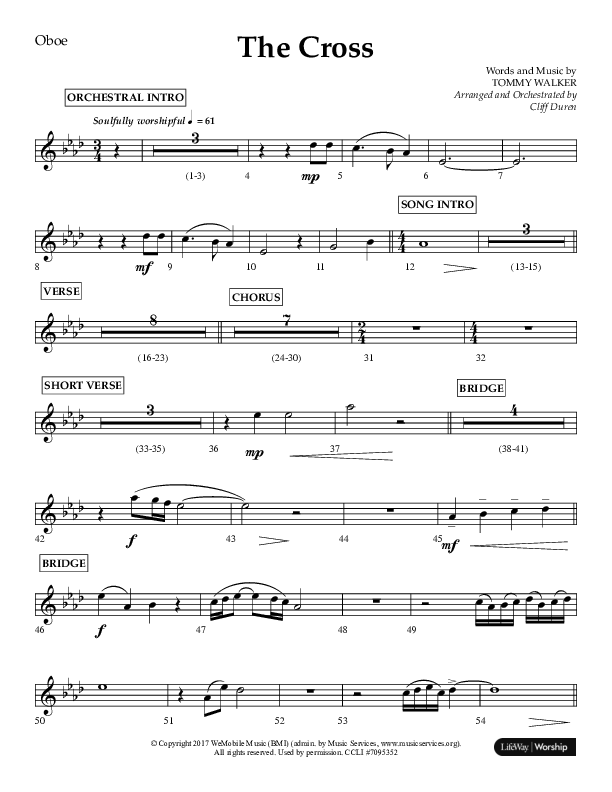 The Cross (Choral Anthem SATB) Oboe (Lifeway Choral / Arr. Cliff Duren)