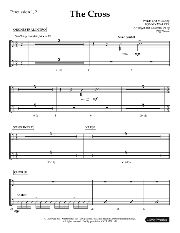 The Cross (Choral Anthem SATB) Percussion 1/2 (Lifeway Choral / Arr. Cliff Duren)