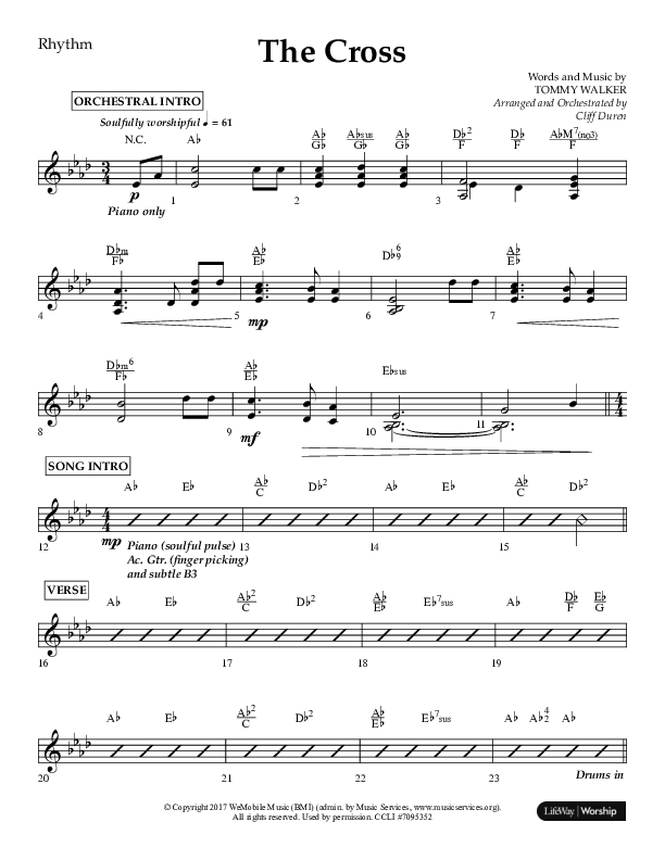 The Cross (Choral Anthem SATB) Rhythm Chart (Lifeway Choral / Arr. Cliff Duren)