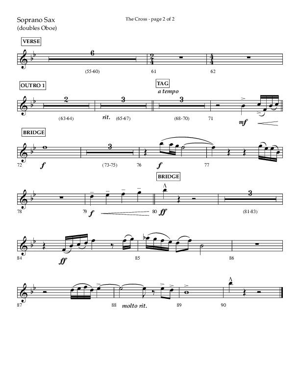 The Cross (Choral Anthem SATB) Soprano Sax (Lifeway Choral / Arr. Cliff Duren)