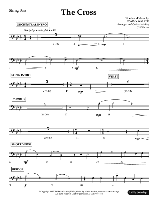 The Cross (Choral Anthem SATB) String Bass (Lifeway Choral / Arr. Cliff Duren)