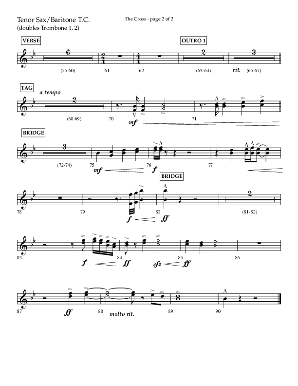 The Cross (Choral Anthem SATB) Tenor Sax/Baritone T.C. (Lifeway Choral / Arr. Cliff Duren)