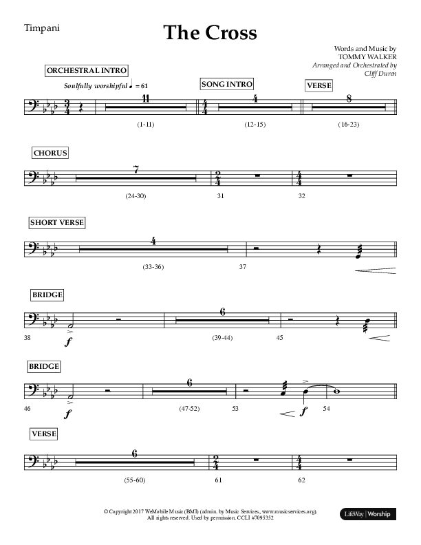 The Cross (Choral Anthem SATB) Timpani (Lifeway Choral / Arr. Cliff Duren)