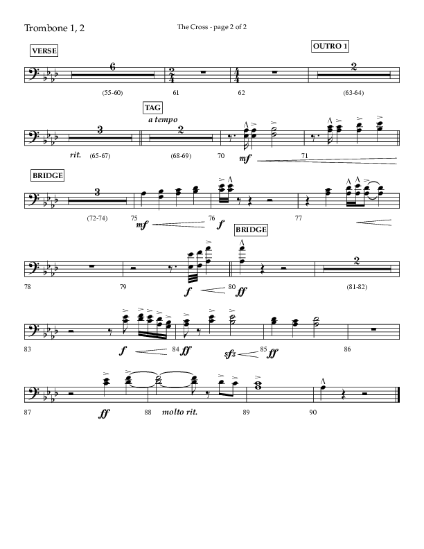 The Cross (Choral Anthem SATB) Trombone 1/2 (Lifeway Choral / Arr. Cliff Duren)