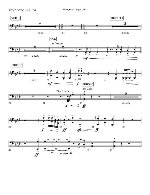 The Cross (Choral Anthem SATB) Trombone 3/Tuba (Lifeway Choral / Arr. Cliff Duren)
