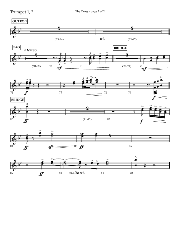 The Cross (Choral Anthem SATB) Trumpet 1,2 (Lifeway Choral / Arr. Cliff Duren)