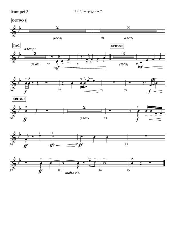 The Cross (Choral Anthem SATB) Trumpet 3 (Lifeway Choral / Arr. Cliff Duren)