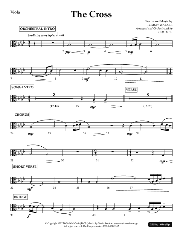 The Cross (Choral Anthem SATB) Viola (Lifeway Choral / Arr. Cliff Duren)