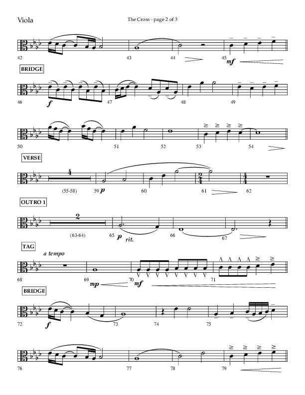 The Cross (Choral Anthem SATB) Viola (Lifeway Choral / Arr. Cliff Duren)