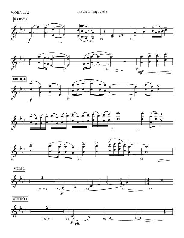 The Cross (Choral Anthem SATB) Violin 1/2 (Lifeway Choral / Arr. Cliff Duren)