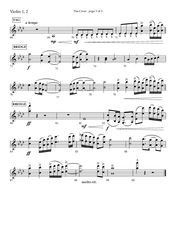 The Cross (Choral Anthem SATB) Violin 1/2 (Lifeway Choral / Arr. Cliff Duren)