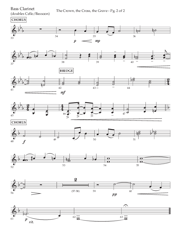 The Crown The Cross The Grave (Choral Anthem SATB) Bass Clarinet (Lifeway Choral / Arr. Cliff Duren)