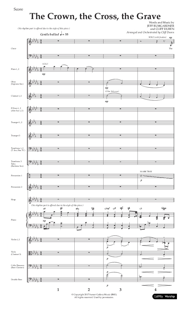 The Crown The Cross The Grave (Choral Anthem SATB) Conductor's Score (Lifeway Choral / Arr. Cliff Duren)