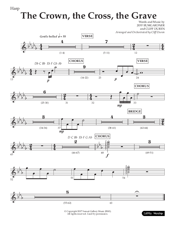 The Crown The Cross The Grave (Choral Anthem SATB) Harp (Lifeway Choral / Arr. Cliff Duren)