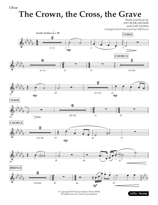 The Crown The Cross The Grave (Choral Anthem SATB) Oboe (Lifeway Choral / Arr. Cliff Duren)