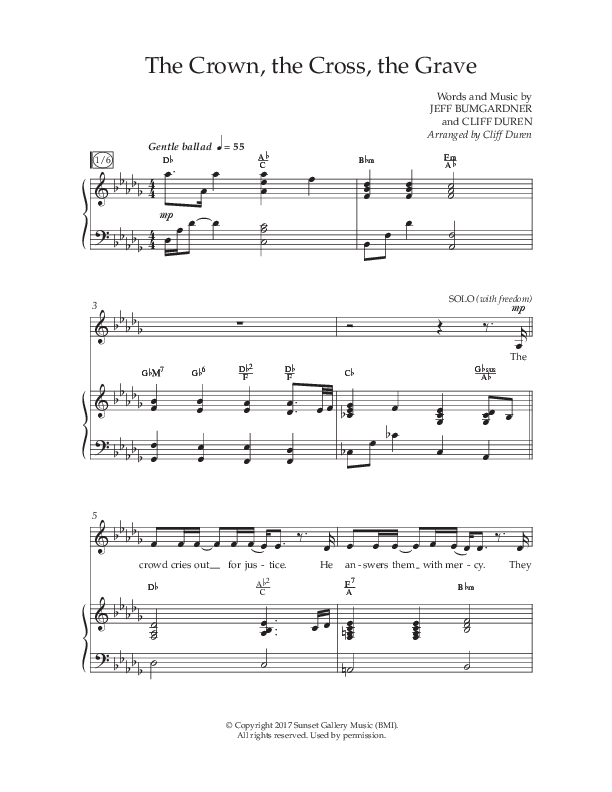 The Crown The Cross The Grave (Choral Anthem SATB) Anthem (SATB/Piano) (Lifeway Choral / Arr. Cliff Duren)
