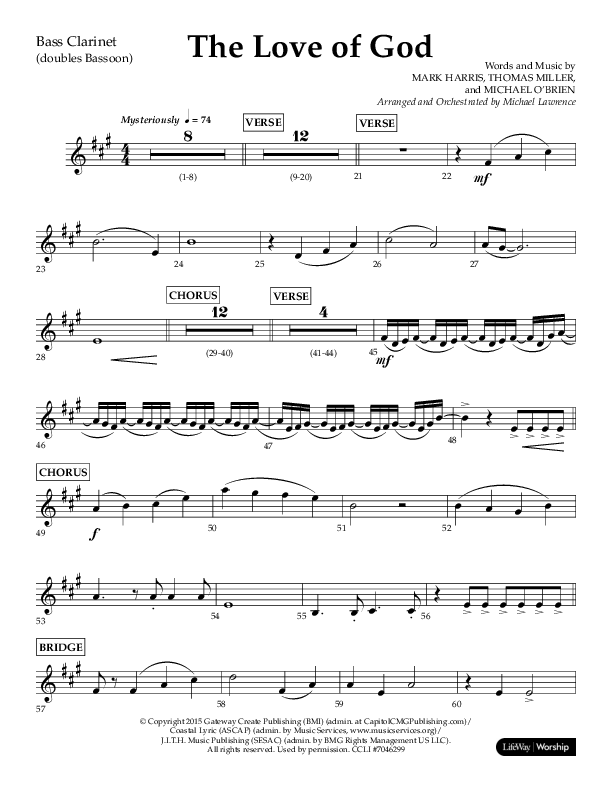 The Love Of God (Choral Anthem SATB) Bass Clarinet (Lifeway Choral / Arr. Michael Lawrence)