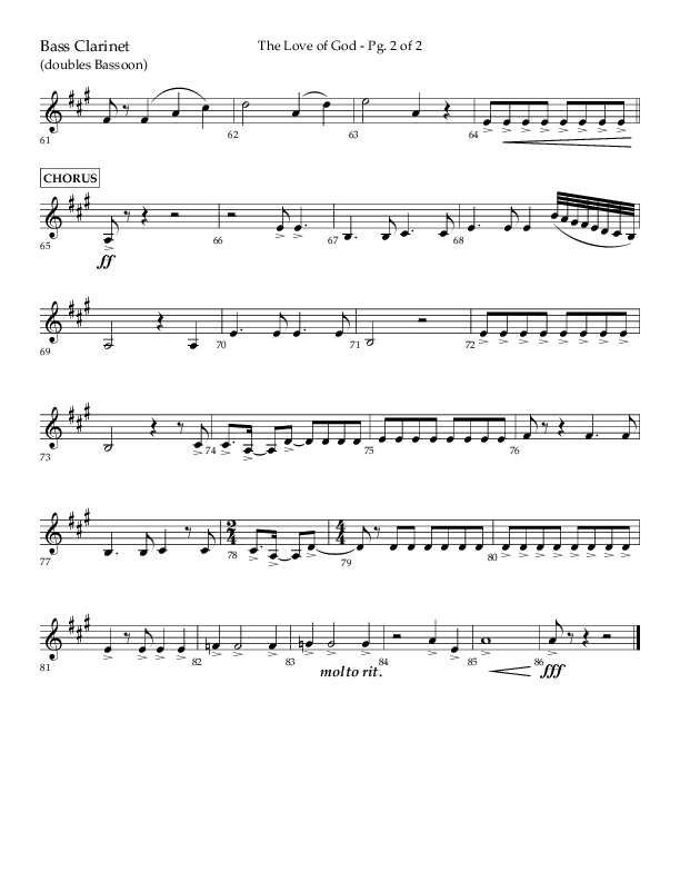 The Love Of God (Choral Anthem SATB) Bass Clarinet (Lifeway Choral / Arr. Michael Lawrence)