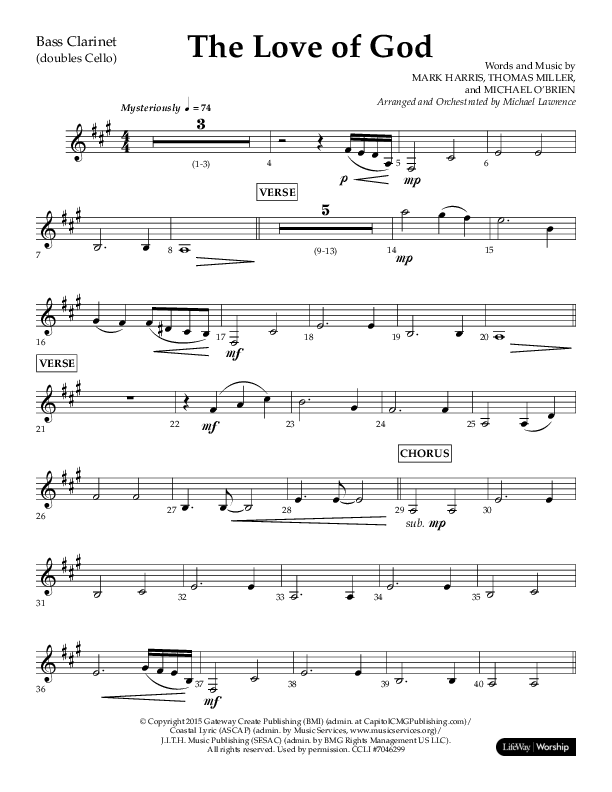The Love Of God (Choral Anthem SATB) Bass Clarinet (Lifeway Choral / Arr. Michael Lawrence)