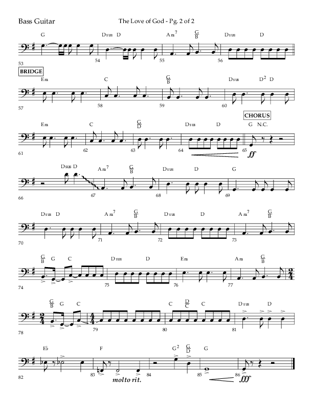 The Love Of God (Choral Anthem SATB) Bass Guitar (Lifeway Choral / Arr. Michael Lawrence)