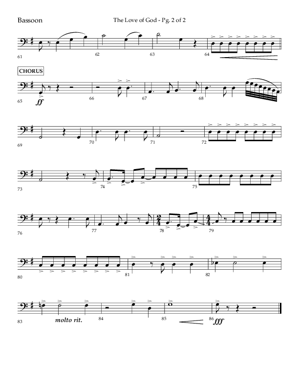 The Love Of God (Choral Anthem SATB) Bassoon (Lifeway Choral / Arr. Michael Lawrence)