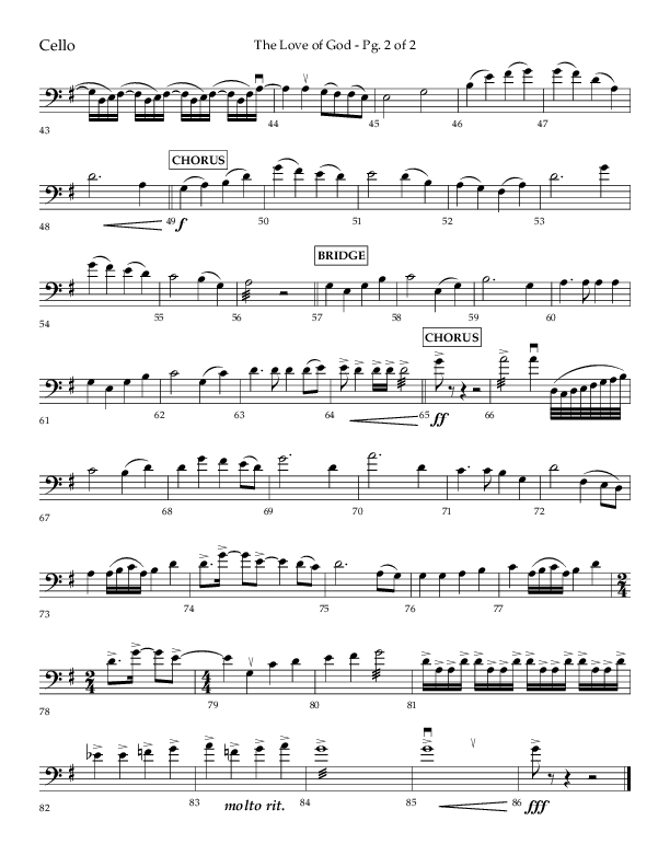 The Love Of God (Choral Anthem SATB) Cello (Lifeway Choral / Arr. Michael Lawrence)