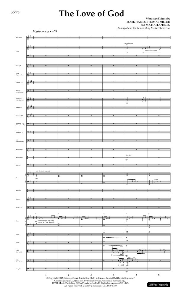 The Love Of God (Choral Anthem SATB) Conductor's Score (Lifeway Choral / Arr. Michael Lawrence)