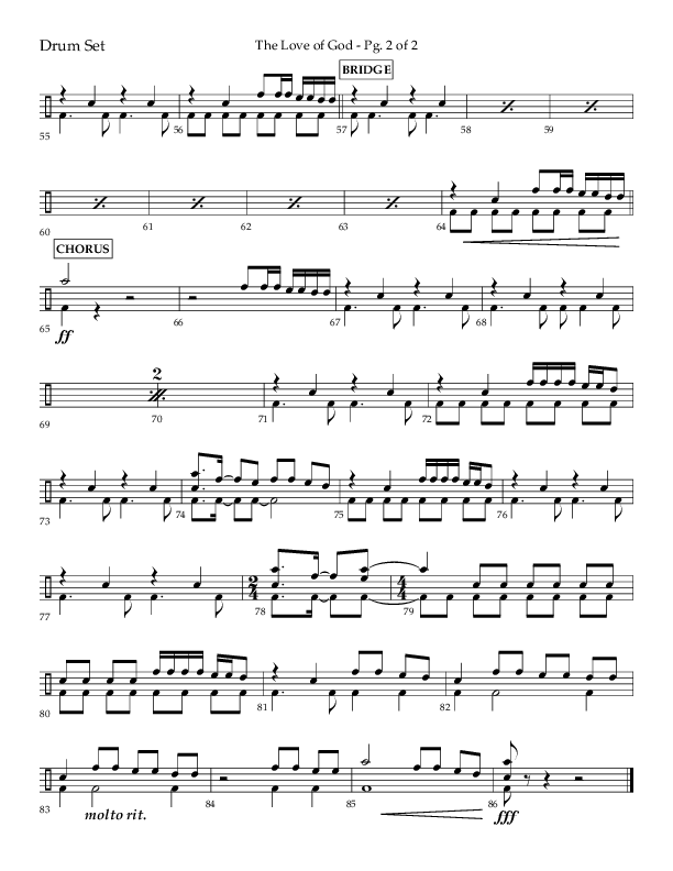 The Love Of God (Choral Anthem SATB) Drum Set (Lifeway Choral / Arr. Michael Lawrence)