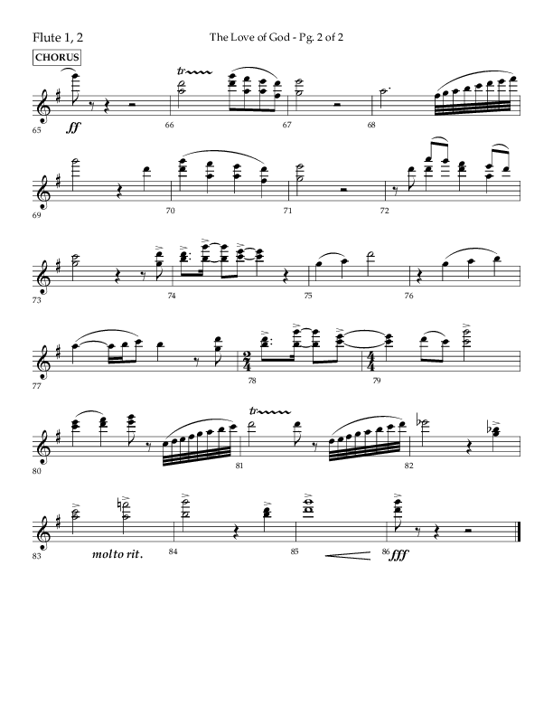 The Love Of God (Choral Anthem SATB) Flute 1/2 (Lifeway Choral / Arr. Michael Lawrence)
