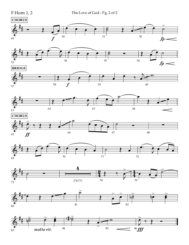 The Love Of God (Choral Anthem SATB) French Horn 1/2 (Lifeway Choral / Arr. Michael Lawrence)