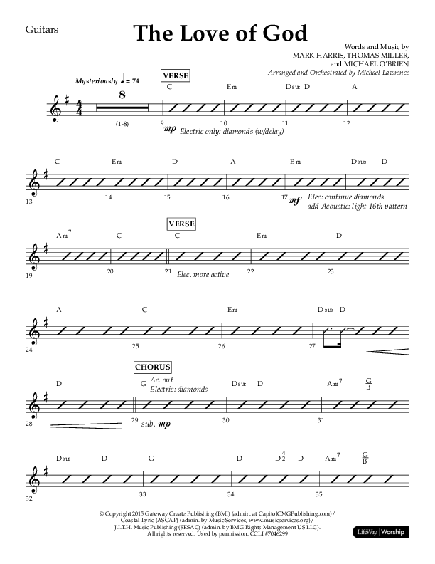 The Love Of God (Choral Anthem SATB) Guitar (Lifeway Choral / Arr. Michael Lawrence)