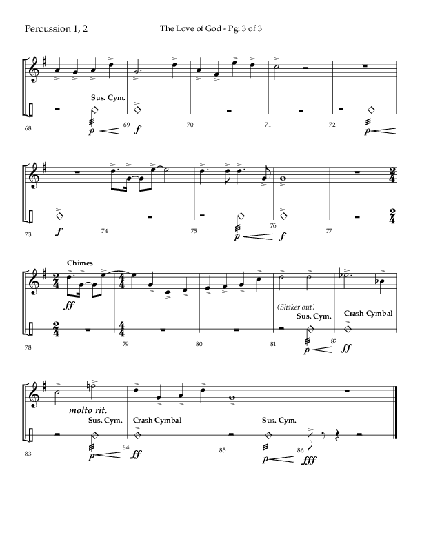 The Love Of God (Choral Anthem SATB) Percussion 1/2 (Lifeway Choral / Arr. Michael Lawrence)