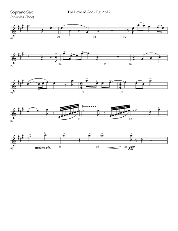 The Love Of God (Choral Anthem SATB) Soprano Sax (Lifeway Choral / Arr. Michael Lawrence)