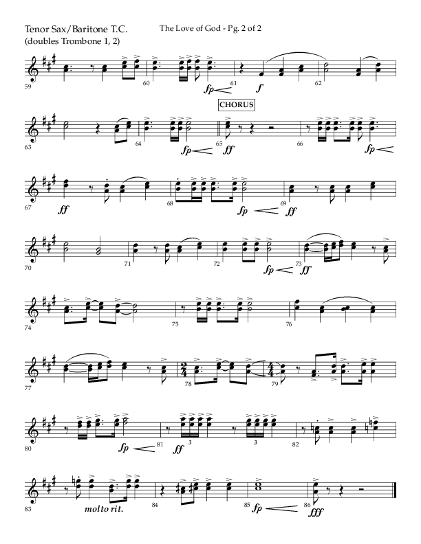 The Love Of God (Choral Anthem SATB) Tenor Sax/Baritone T.C. (Lifeway Choral / Arr. Michael Lawrence)