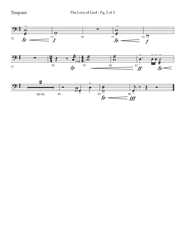 The Love Of God (Choral Anthem SATB) Timpani (Lifeway Choral / Arr. Michael Lawrence)