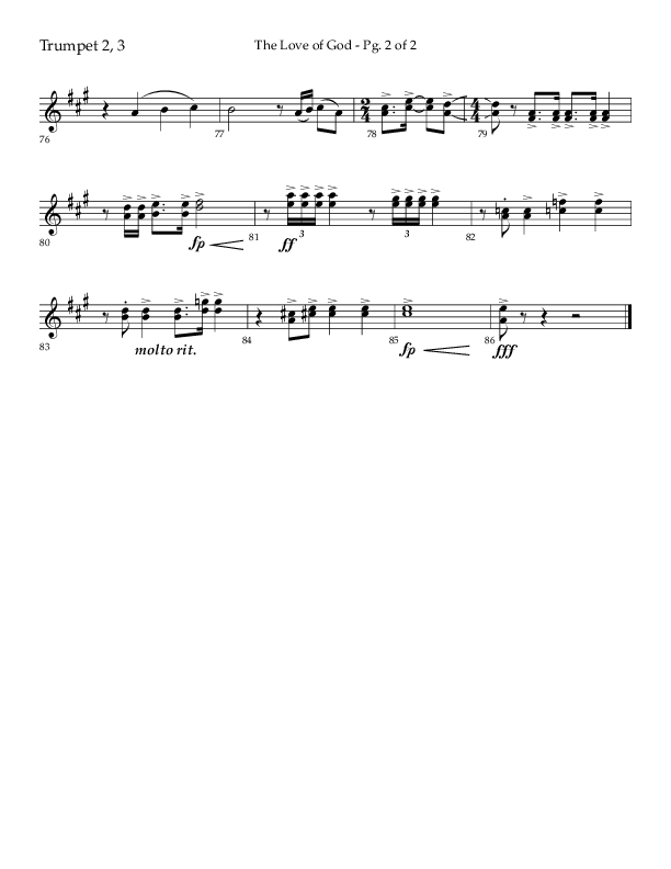 The Love Of God (Choral Anthem SATB) Trumpet 2/3 (Lifeway Choral / Arr. Michael Lawrence)