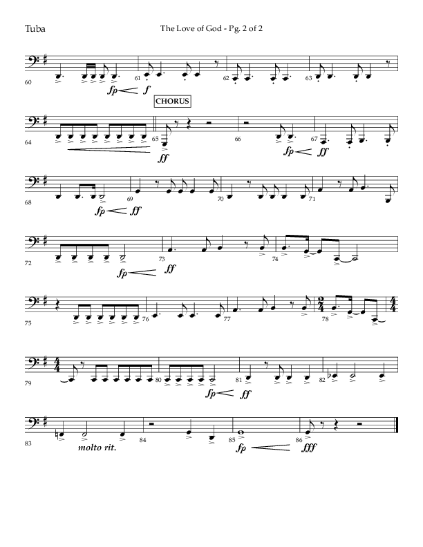 The Love Of God (Choral Anthem SATB) Tuba (Lifeway Choral / Arr. Michael Lawrence)