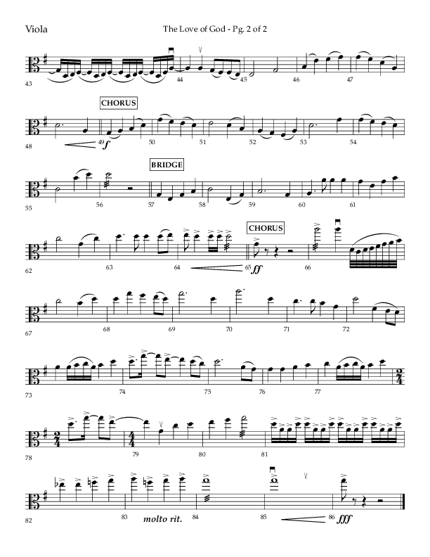 The Love Of God (Choral Anthem SATB) Viola (Lifeway Choral / Arr. Michael Lawrence)