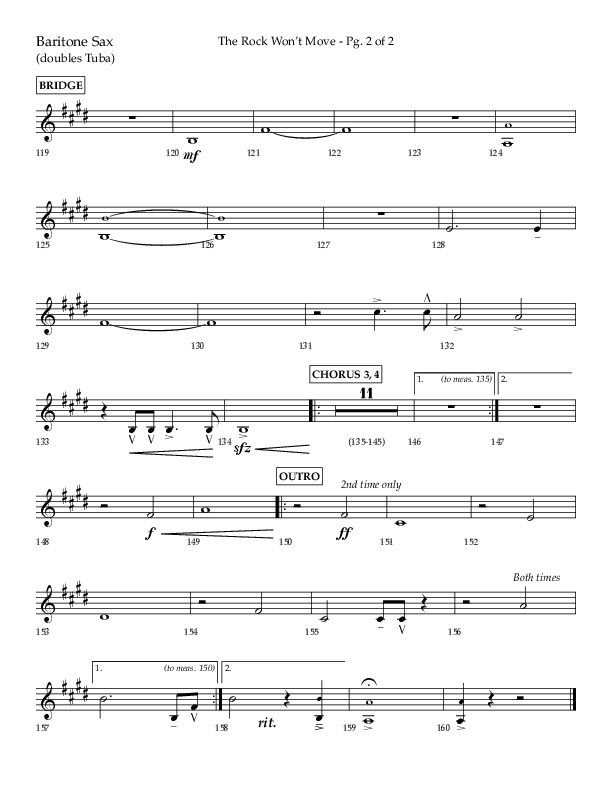 The Rock Won't Move (Choral Anthem SATB) Bari Sax (Lifeway Choral / Arr. Danny Zaloudik)
