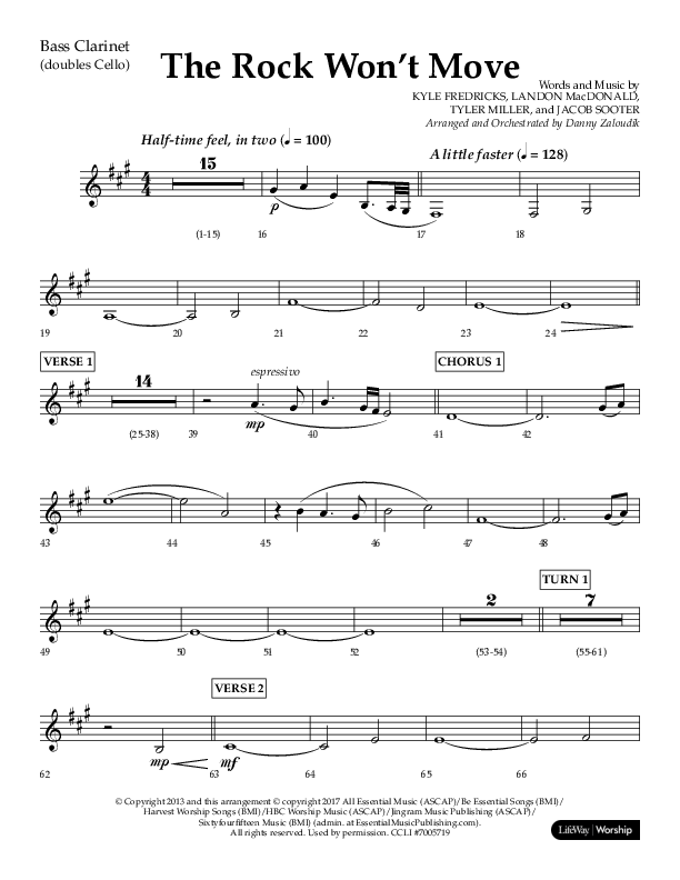 The Rock Won't Move (Choral Anthem SATB) Bass Clarinet (Lifeway Choral / Arr. Danny Zaloudik)