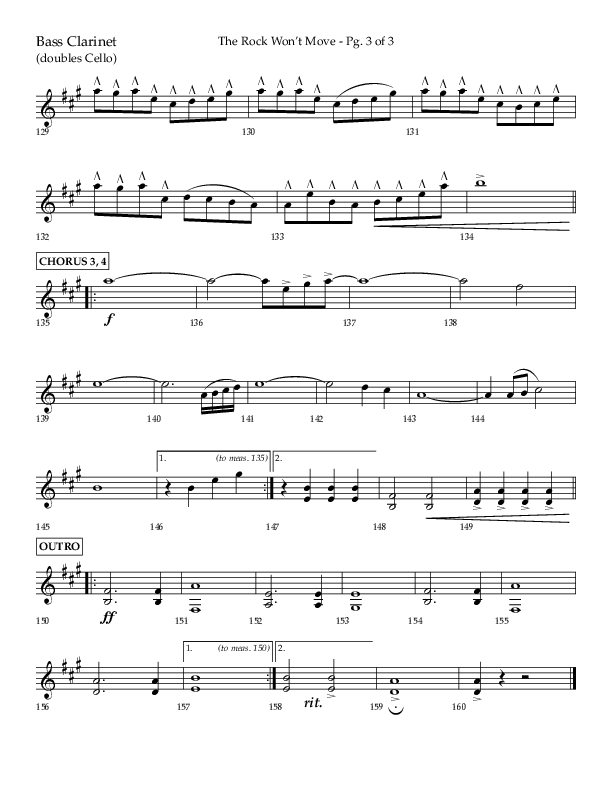 The Rock Won't Move (Choral Anthem SATB) Bass Clarinet (Lifeway Choral / Arr. Danny Zaloudik)
