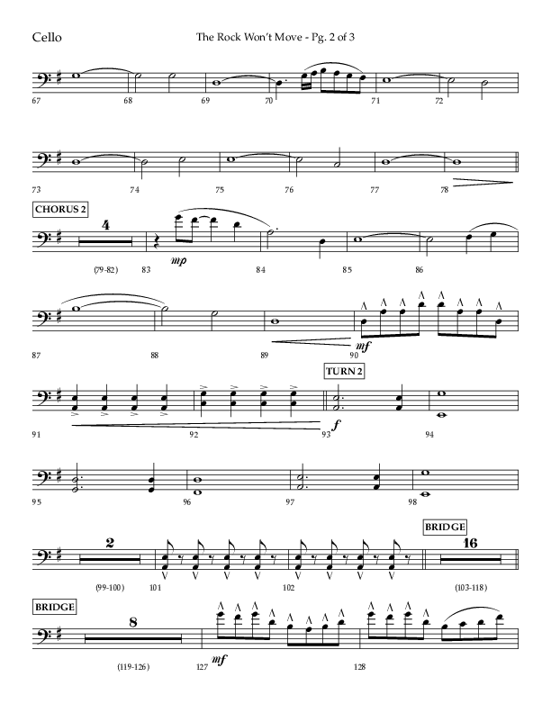 The Rock Won't Move (Choral Anthem SATB) Cello (Lifeway Choral / Arr. Danny Zaloudik)