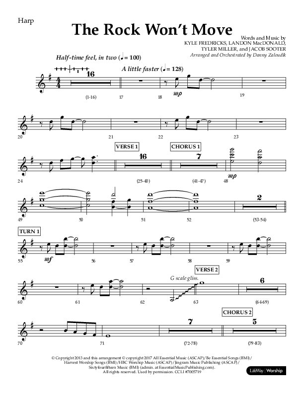 The Rock Won't Move (Choral Anthem SATB) Harp (Lifeway Choral / Arr. Danny Zaloudik)