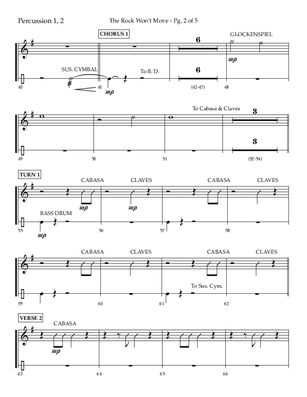 The Rock Won't Move (Choral Anthem SATB) Percussion 1/2 (Lifeway Choral / Arr. Danny Zaloudik)