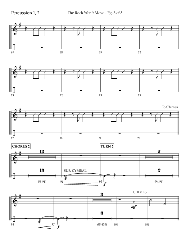 The Rock Won't Move (Choral Anthem SATB) Percussion 1/2 (Lifeway Choral / Arr. Danny Zaloudik)